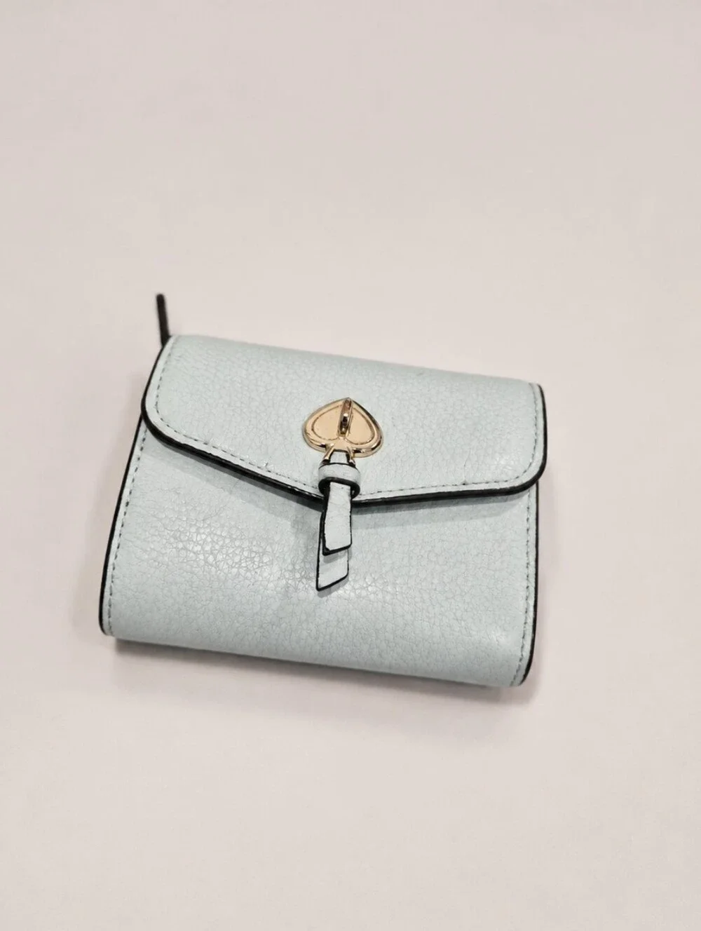Kate Spade New York Marti Small Compact Bifold Wallet Light Blue Pebbled Leather